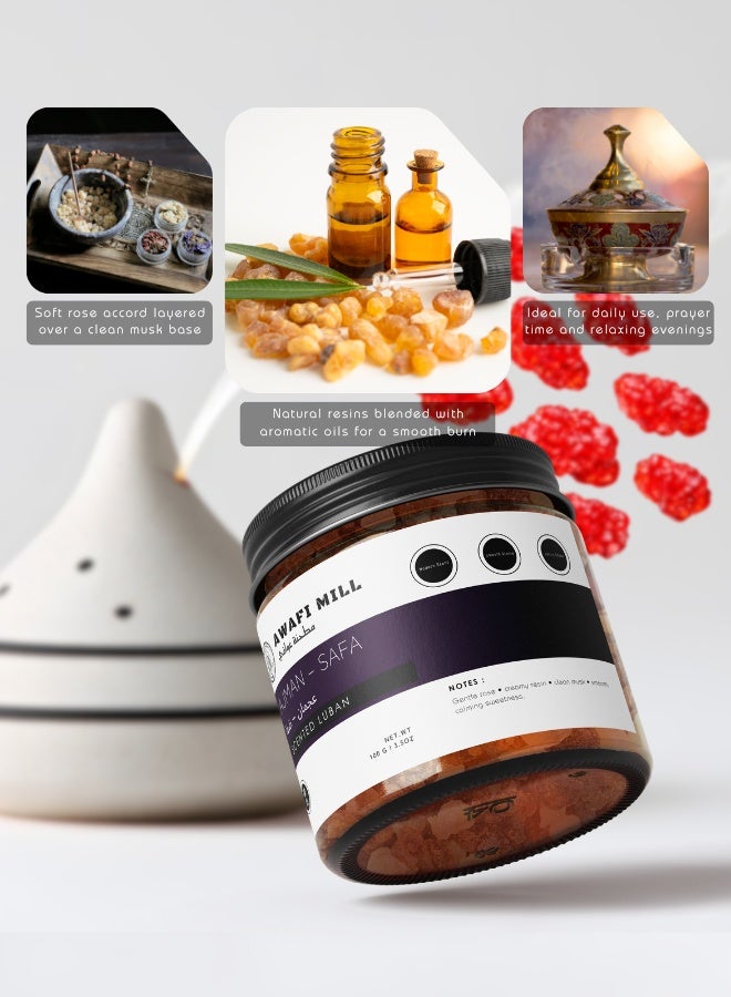 أباميك أوافي ميل عجمان - لبان معطر برائحة الصفا (100 غرام (3.5 أونصة)) | نفحات رقيقة من الورد والمسك النظيف | دفء راتنجي كريمي | مناسب للمباخر التي تعمل بالفحم أو الكهرباء | بخور معطر للمنزل - Image 2